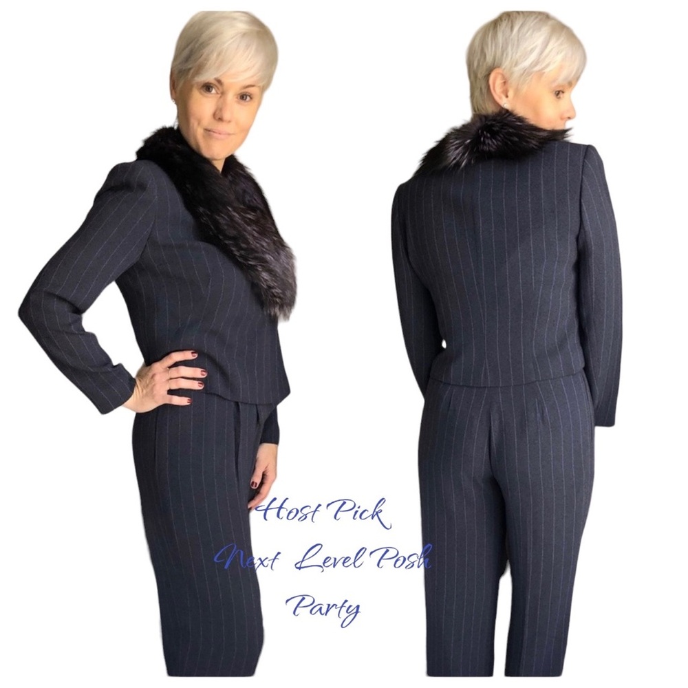 Alberto Makali Detachable Fox Collar Blazer Suit 8